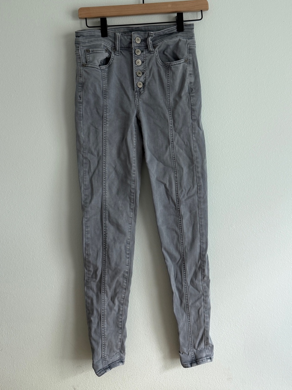American Eagle Light Jean Button Front Skinny Jeans